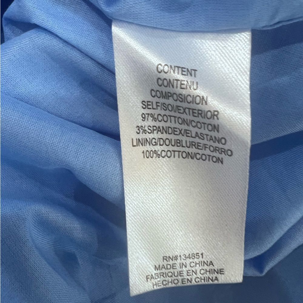Charles Henry Blue Scallop Trim Poplin Midi Sundress Pockets Fit Flare L NWT - Picture 10 of 14